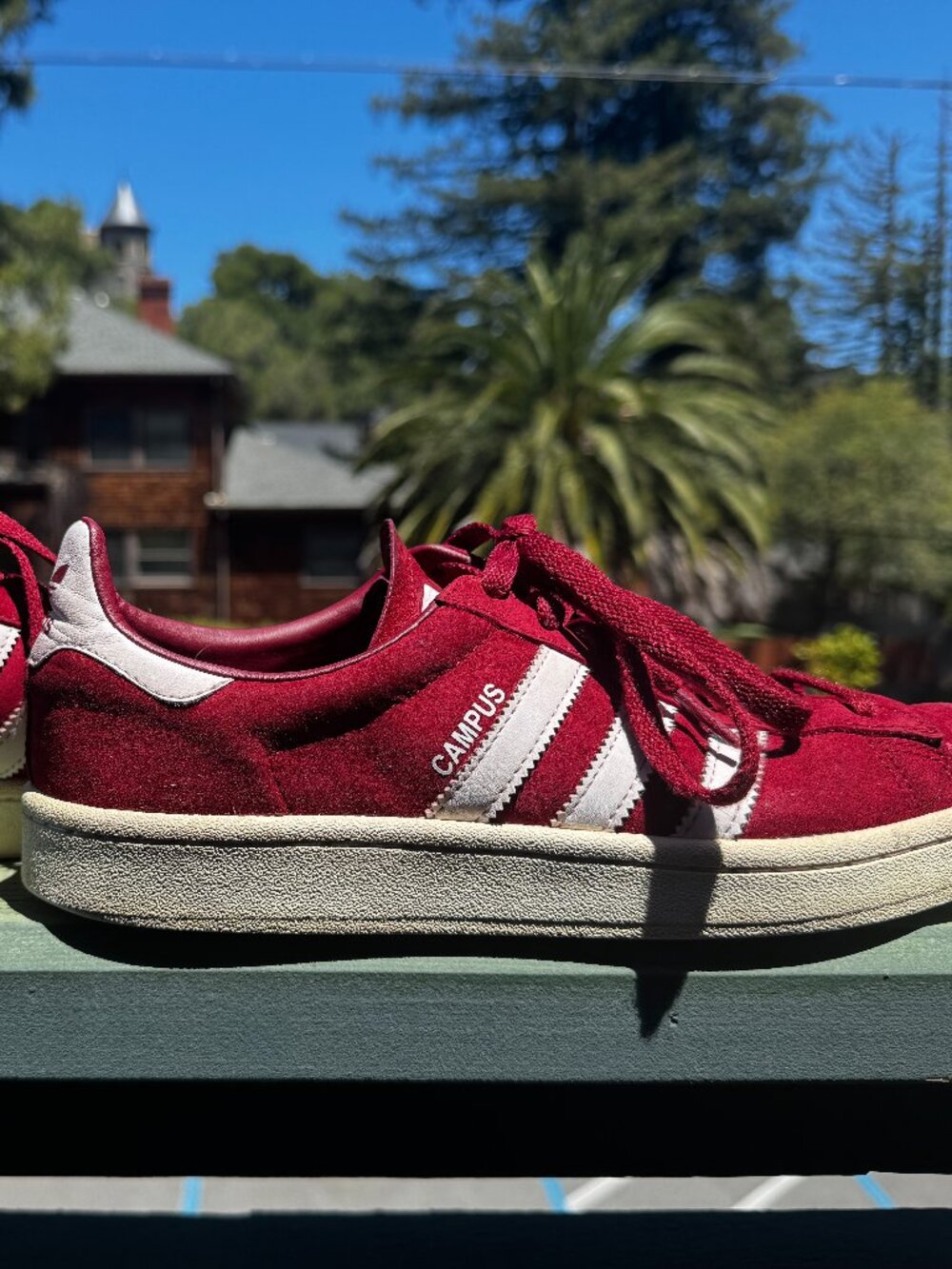 Adidas Red & White Suede Campus Shoes - Mens 9.5 US